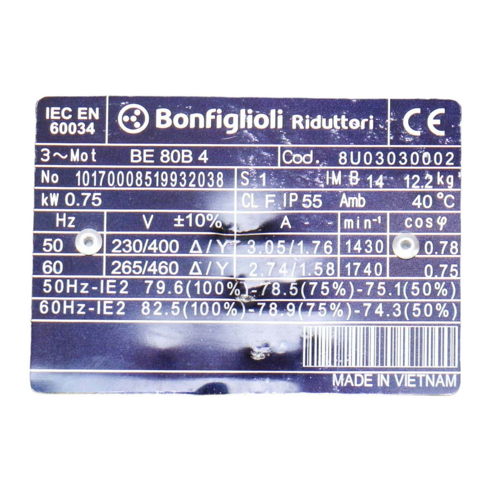 BONFIGLIOLI 8U03030002 BE80B4 230/400-50 IP55 CLF B14 — изображение 10